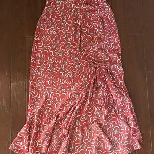 Stunning for spring Floral Asymmetrical Skirt burnt orange cream and pale blue